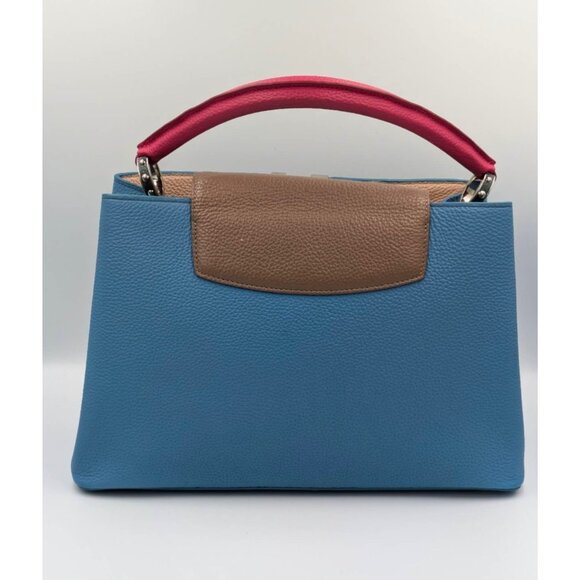 Pre-owned Louis Vuitton Taurillon Capucines MM Tote Blue - Picture 2 of 13